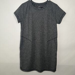 J. Jill Fit Out & About Shirt Tail Dress Women Size Small Gray Pockets Short Slv
